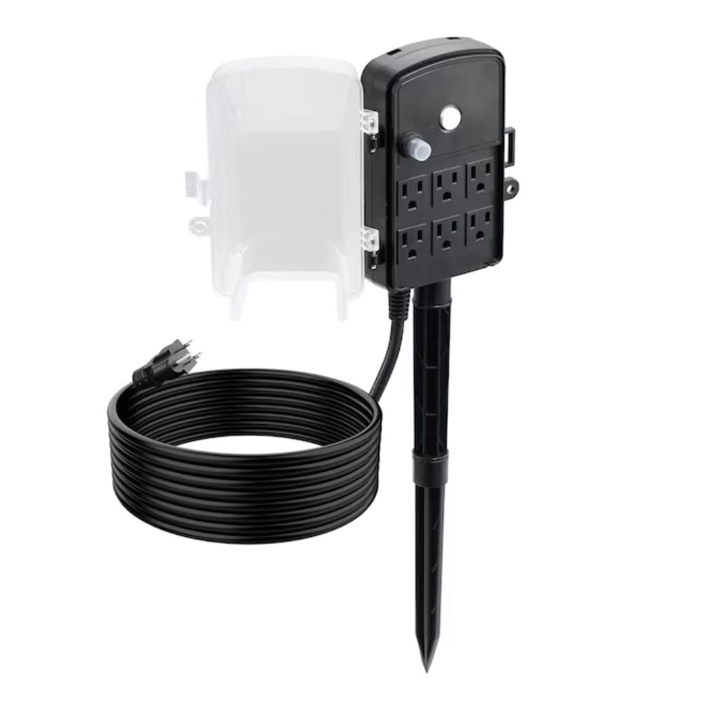 Mecale 6-Outlet Outdoor Power Stake with 15-ft Cord