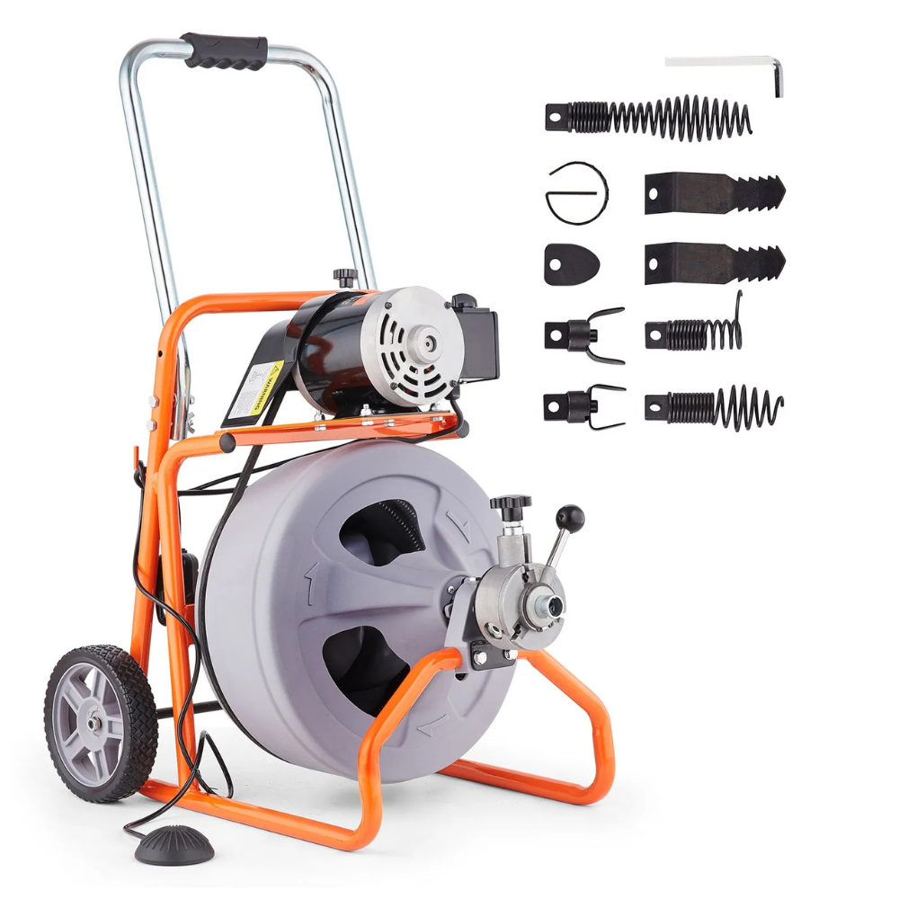 VEVOR 100 ft Pipe Drain Cleaner Machine with Auto Feed