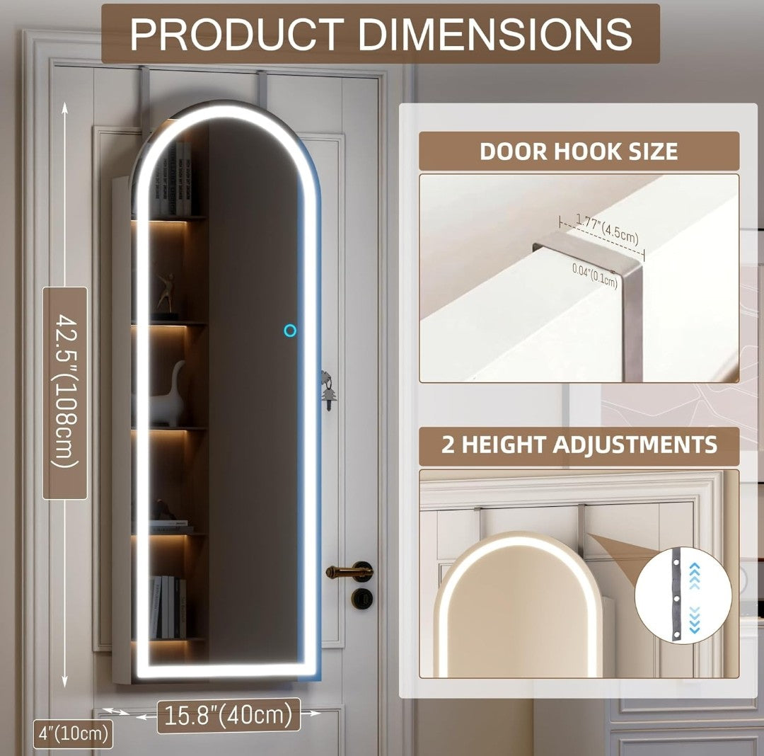 LED Lighted Jewelry Armoire Mirror Cabinet – NEW IN BOX