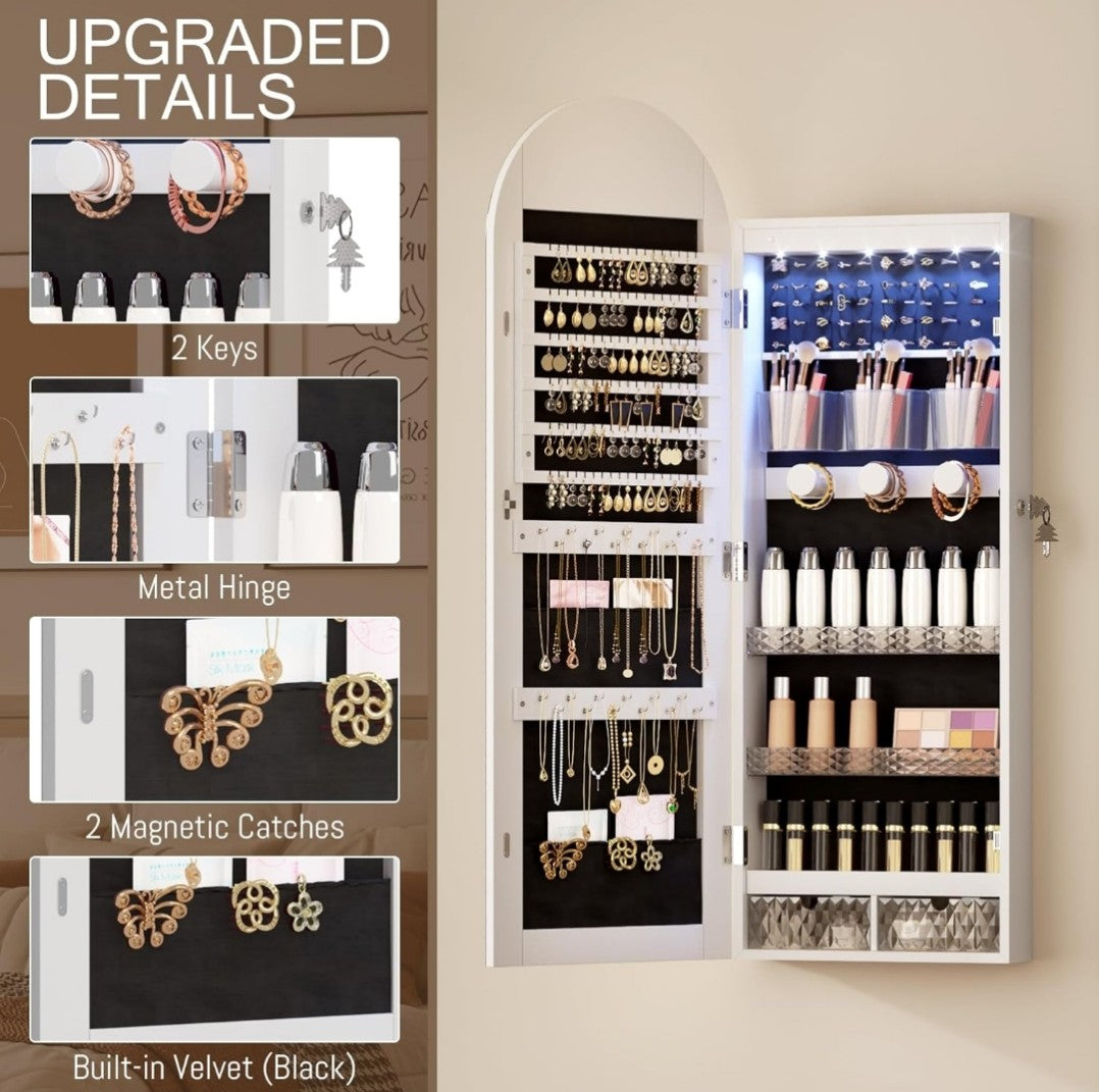 LED Lighted Jewelry Armoire Mirror Cabinet – NEW IN BOX