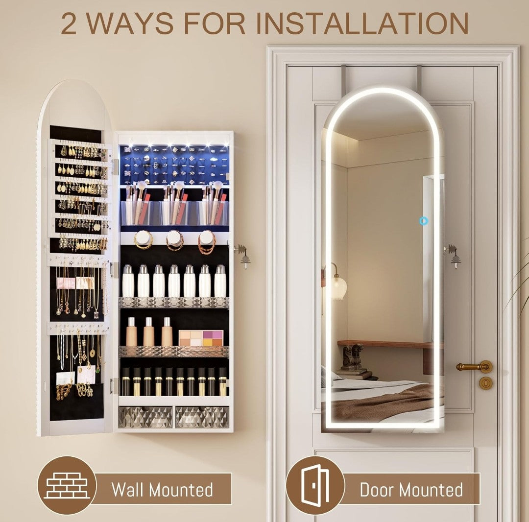 LED Lighted Jewelry Armoire Mirror Cabinet – NEW IN BOX