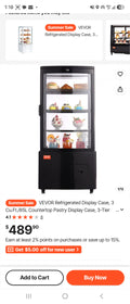 VEVOR Refrigerated Bakery Display Case 3 Cu Ft Pastry Cake Display Fridge