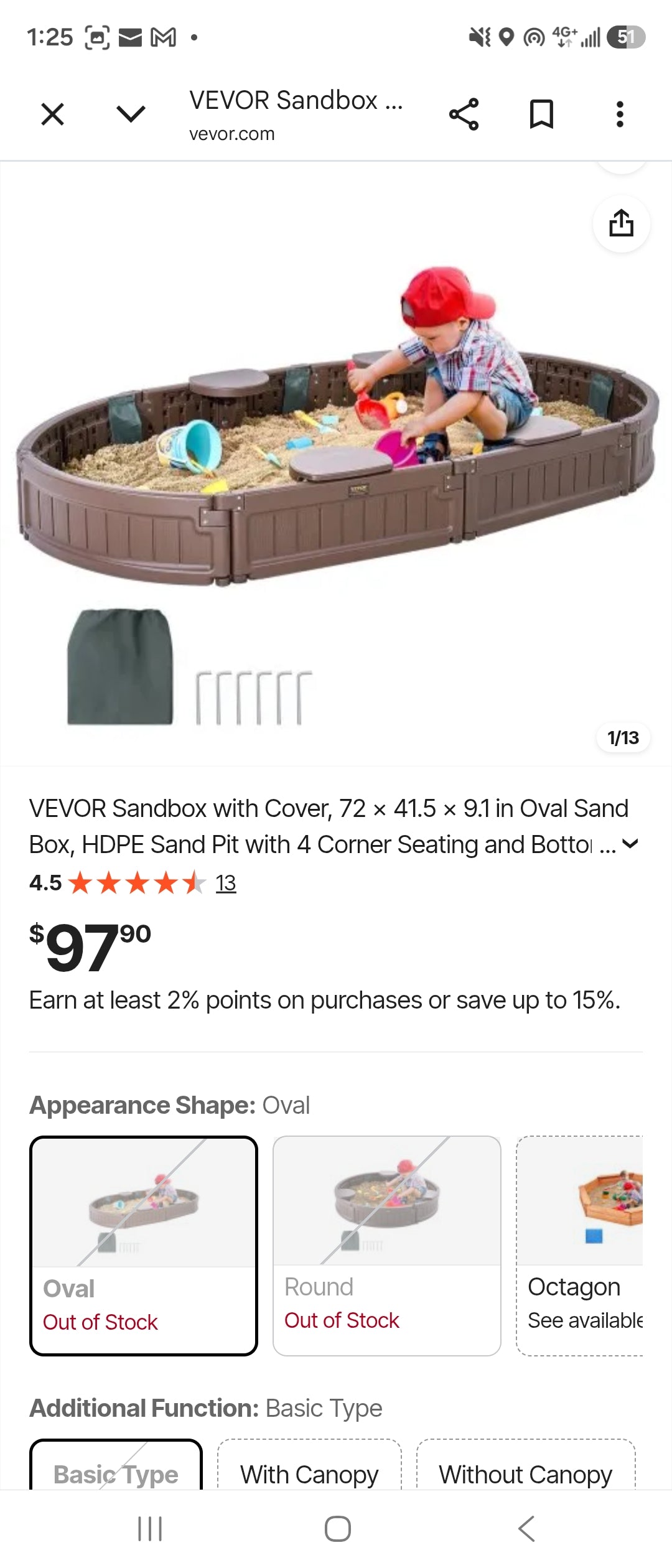 VEVOR Kids Outdoor Sandbox with Cover & Seats | 72" Oval Sand Pit