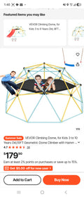 VEVOR 10FT Geometric Climbing Dome with Hammock – Backyard Playground Jungle Gym