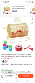 VEVOR Large Gold Raffle Drum