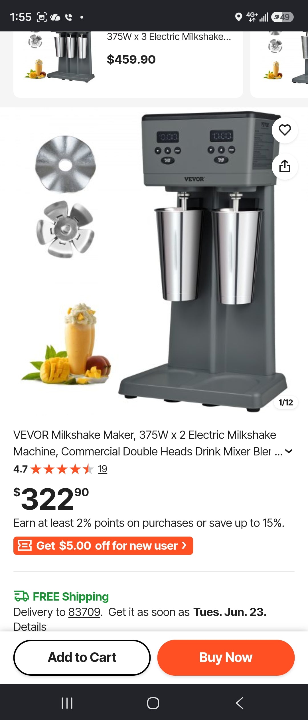 BRAND NEW VEVOR Commercial Double Head Milkshake Maker