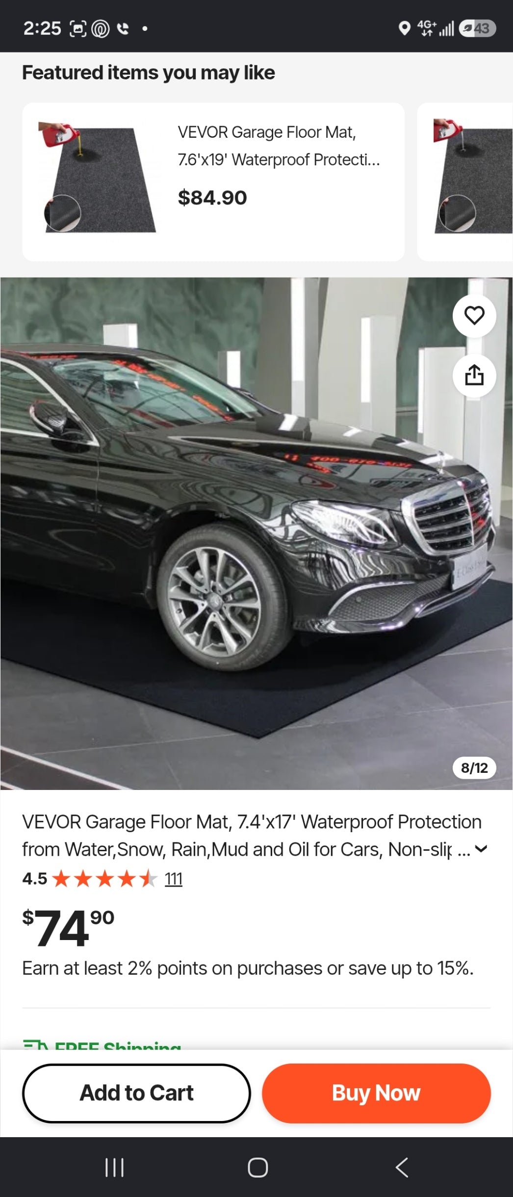 VEVOR Garage Floor Mat – 7.4' x 17'