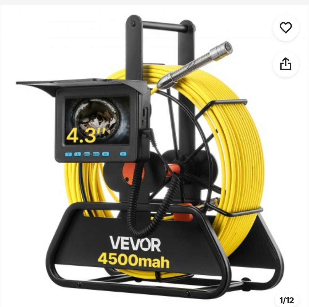 VEVOR 98 FT Sewer/Drain Inspection Camera – $159.99