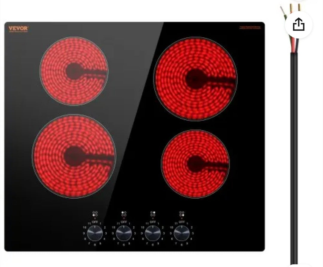 VEVOR 24” Electric Cooktop – 4 Burners – $129.99