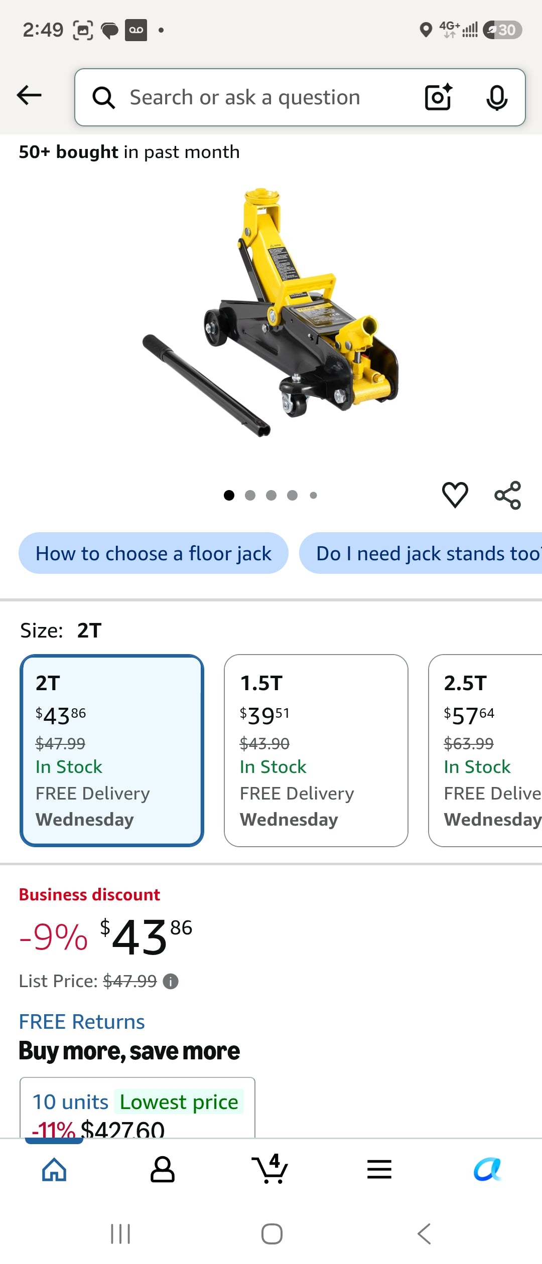 2-Ton Hydraulic Floor Jack