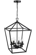 Alfa 16 in. 6-Light Geometric Cage Lantern Pendant Light with Mate Black finish