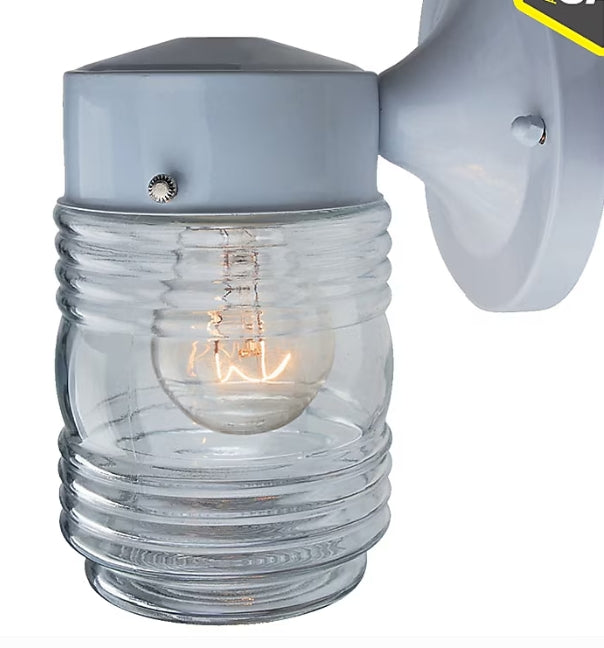 500+ bought last week Project Source Rainford 1 -Light 7.5-in H White Hardwired Outdoor Wall Light