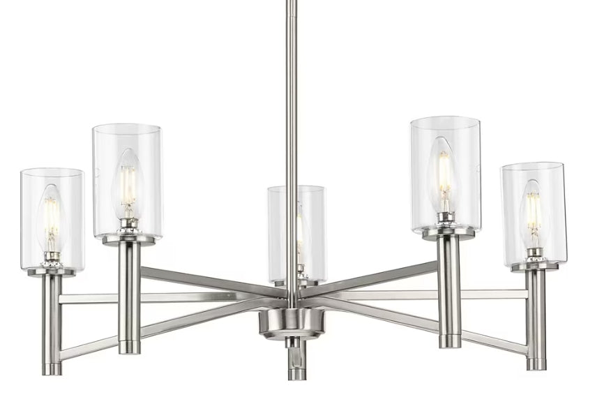 Progress Lighting Roxobel 5 -Light Brushed Nickel Clear glass Steel Chandelier