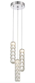 allen + roth Aurelis 3 -Light Chrome Glam Clear glass Crystal Tiered LED Large Hanging Pendant Light