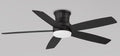 Harbor Breeze Lewind 52-in Matte Black with Black/Jacobean Blades Adjustable White LED Covered Outdoor Flush Mount Ceiling Fan With Light and Wall Control Included 5 -Blade