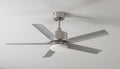 Harbor Breeze Reidsport 44-in Brushed Nickel with Silver Blades LED Covered Outdoor Downrod or Flush Mount Ceiling Fan With Light and Remote Control Included 5 -Blade