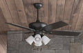Harbor Breeze Notus 52-in Matte Black with Matte black/rough pine Blades Ceiling Fan With Light and Pull Chain Included 5 -Blade