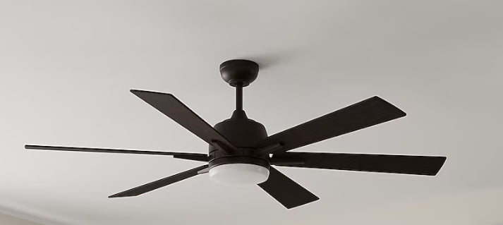 Harbor Breeze Bradbury 60-in Bronze with Hickory/Walnut Blades LED Downrod or Flush Mount Ceiling Fan With Light and Remote Control Included 6 -Blade