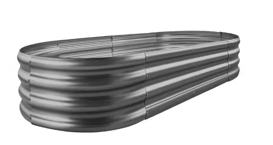Augbeer - 48 in. x 24 in. x 12 in. Oval Large Metal Galvanized Raised Garden Bed