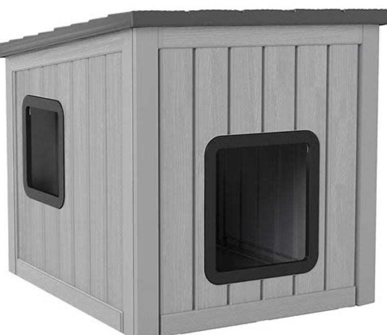 Plastic Outdoor Cat House Black/Grey