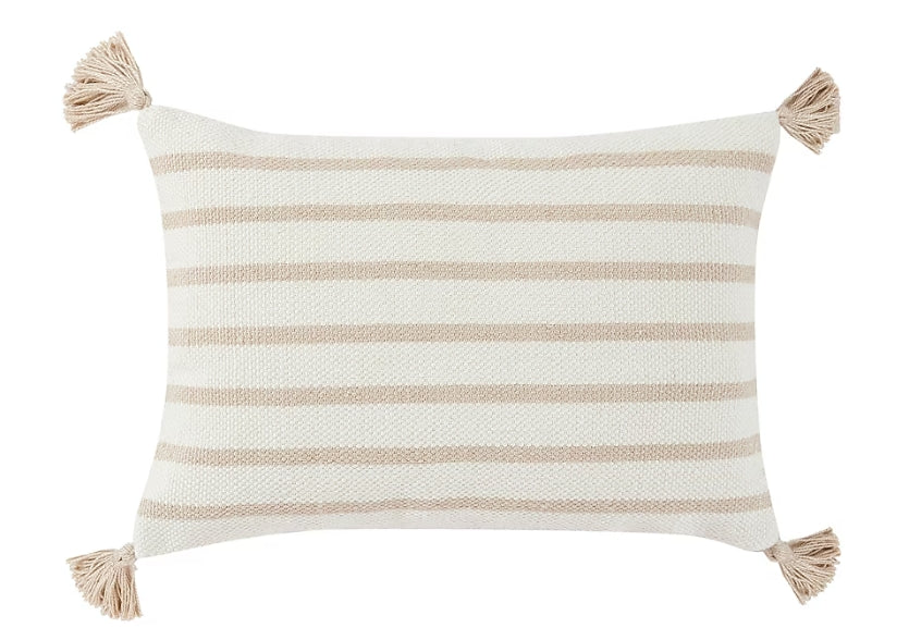 Origin 21 Cream Striped Ivory Rectangular Lumbar pillow