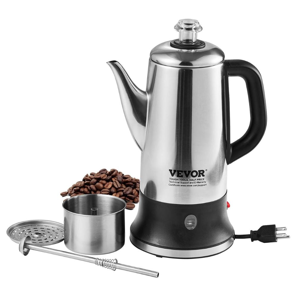 VEVOR 12-Cup Electric Percolator Coffee Pot, 1000W