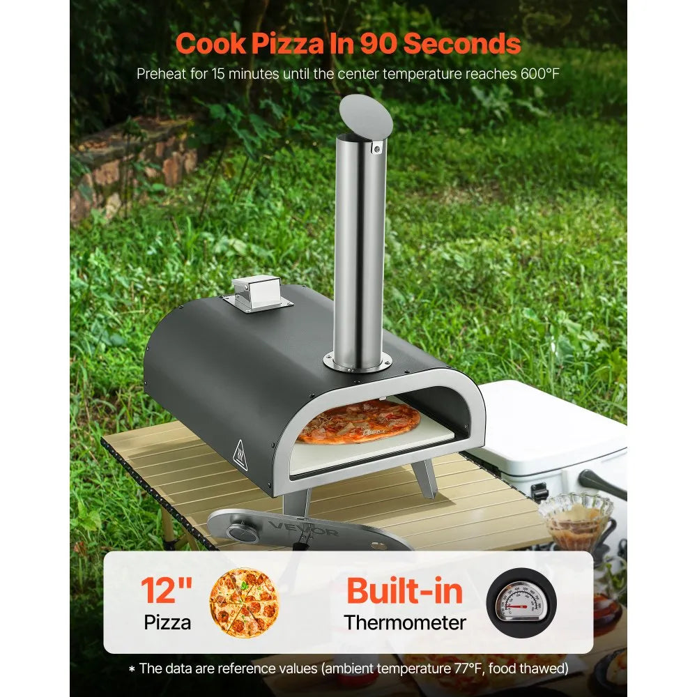 VEVOR 12" Outdoor Pellet Pizza Oven with Pizza Stone