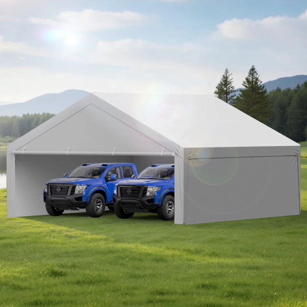 VEVOR 20 x 20 ft Carport Replacement Canopy Cover, Grey