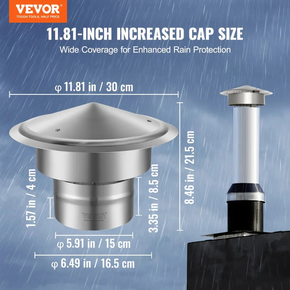VEVOR 6-Inch 304 Stainless Steel Chimney Cap