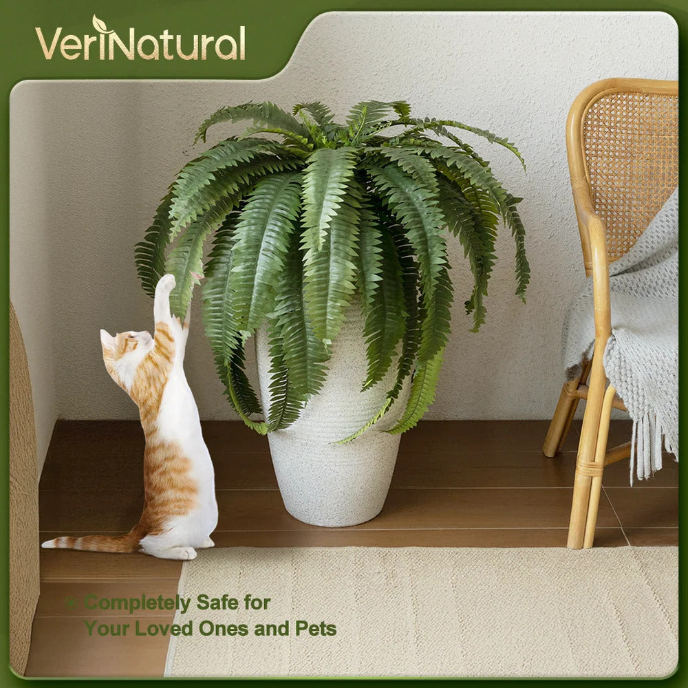 VeriNatural UV Resistant Artificial Boston Fern Bush 2-Pack – 33/39 Fronds