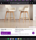Lovetro Swivel Full Back Arms Upholstered 25.8"H Counter Stool with Solid Rubberwood Frame and Gold