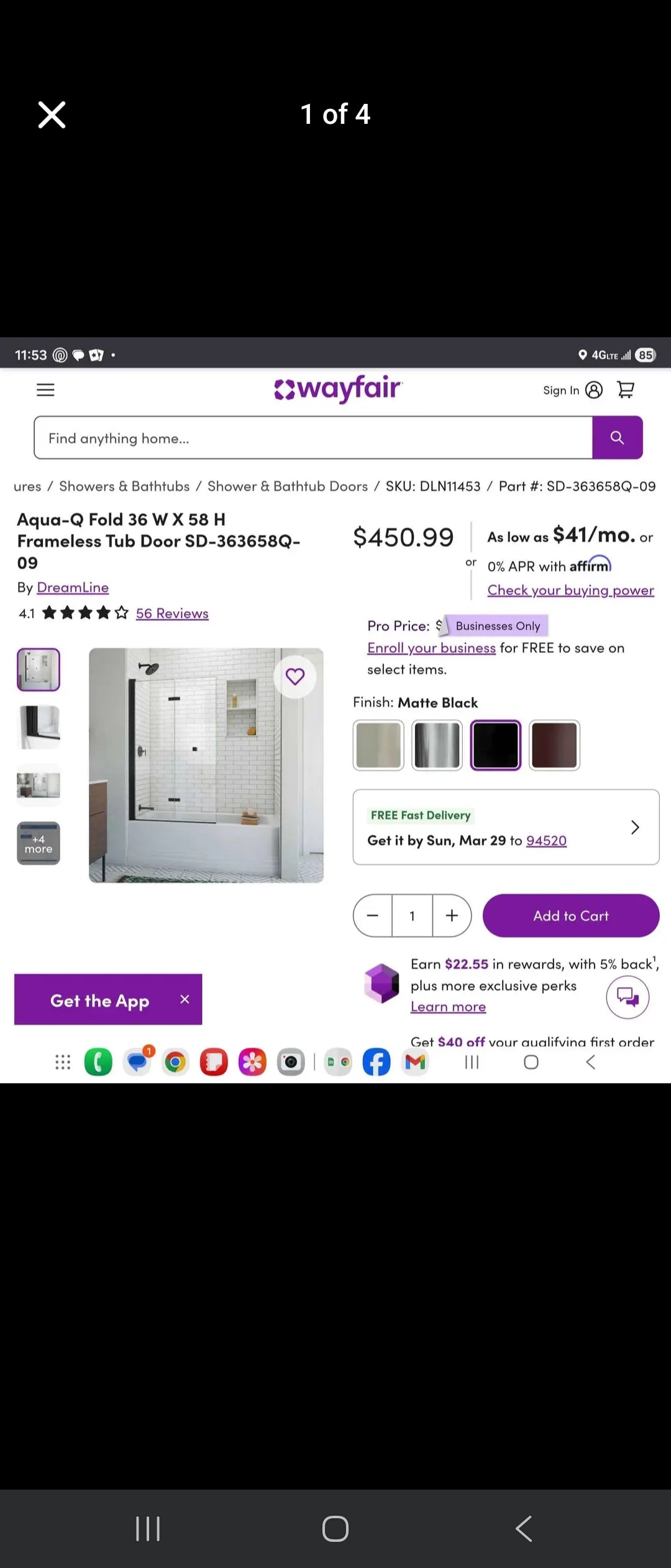 Aqua Bran Frameless Tub Door