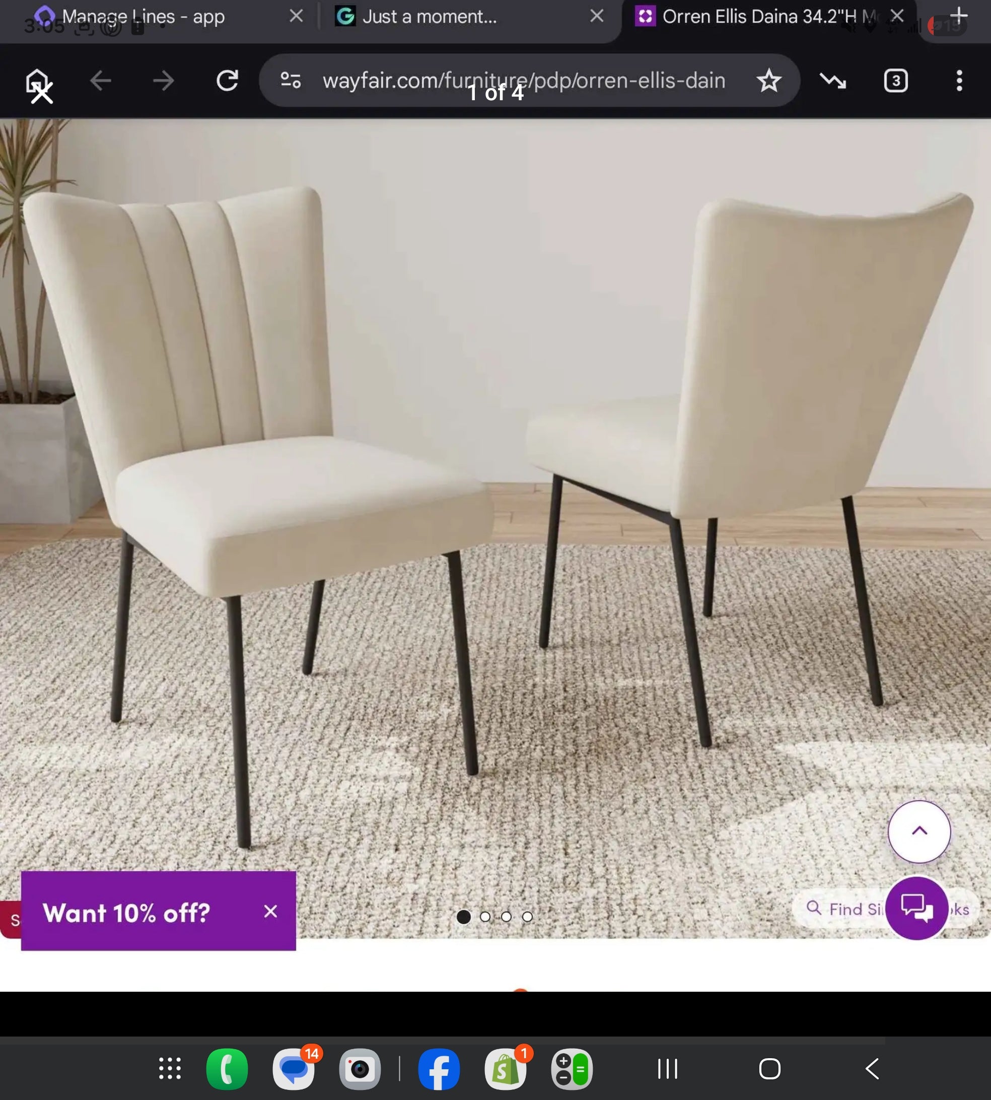 Daina 34.2"H Modern Upholstered Kitchen Dining Chairs with thick Legs, Parsons Chairs 2 Chair set