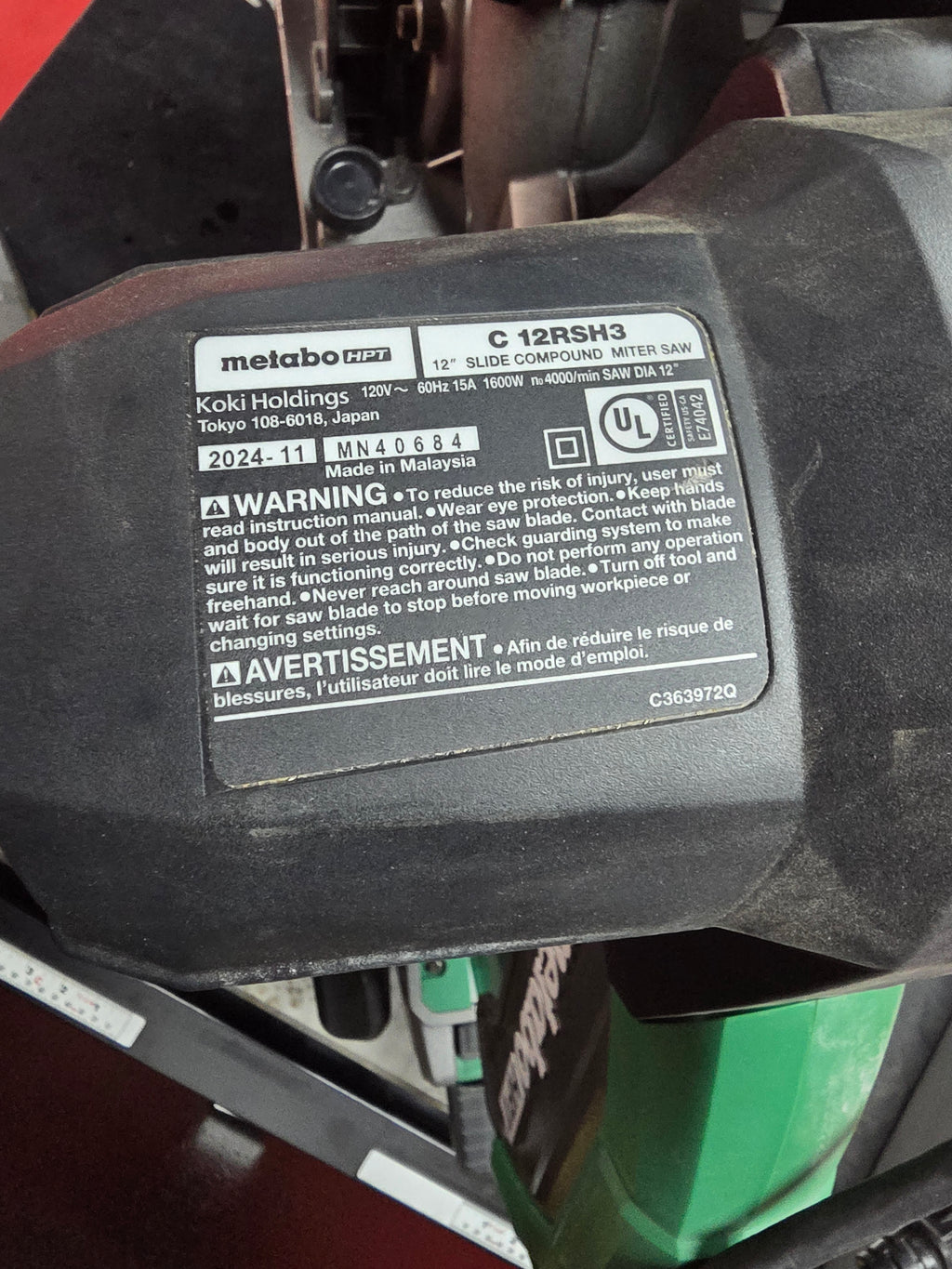 Metabo 12" Miter Saw Dual Bevel