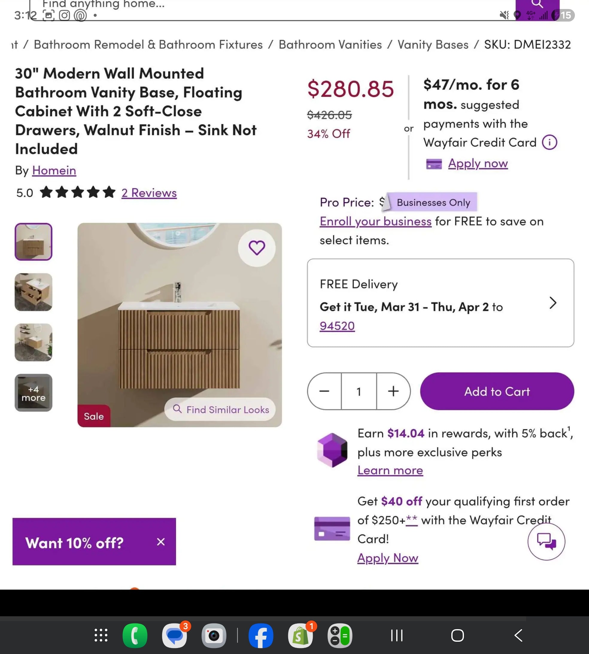 30" Modern Wall Mounted Floating Bathroom Vanity Base