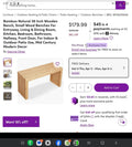 Bamboo Natural 36 Inch Wooden Bench, Small Wood Benches For Entryway, Living & Dining Room, Kitchen