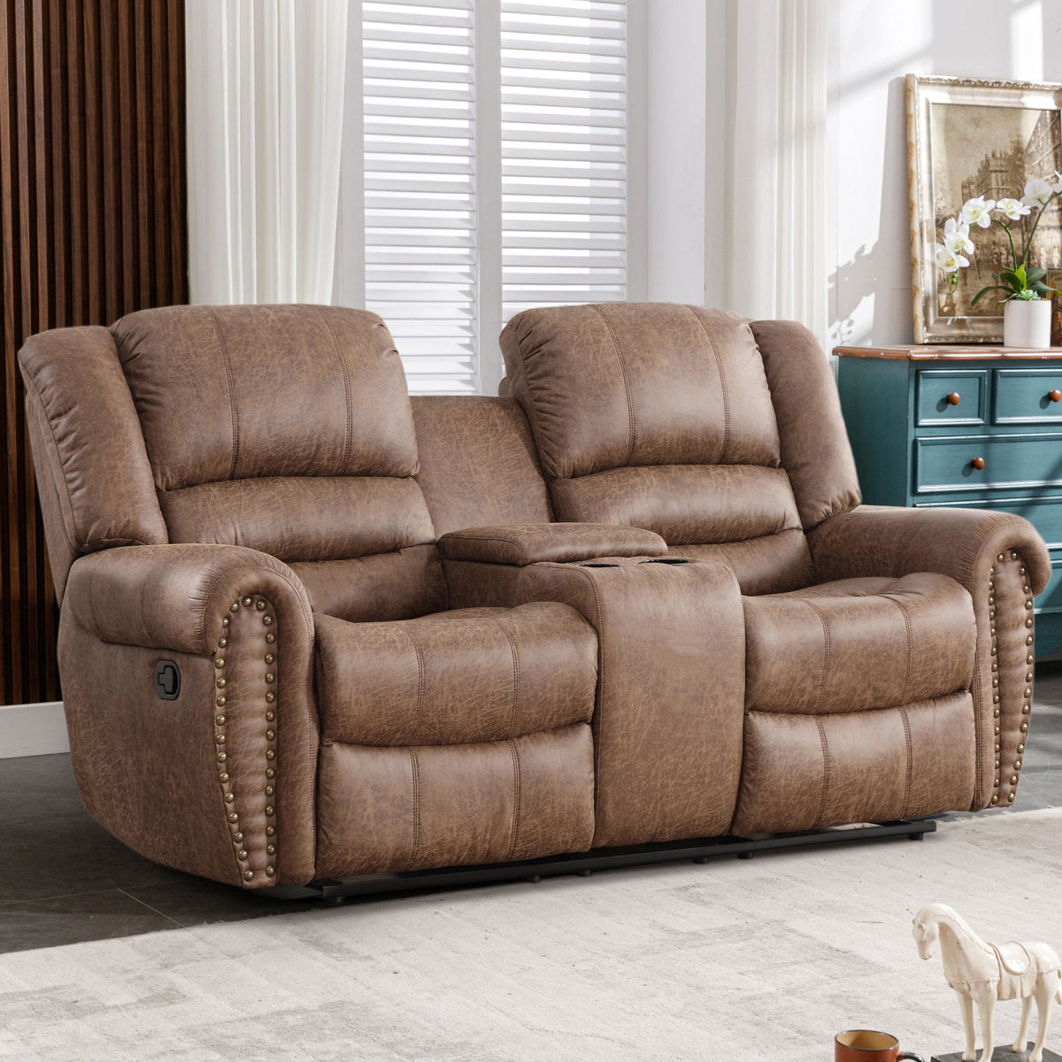 Marginal 76" Wide Classic and Breathable Faux Leath Manual Loveseat