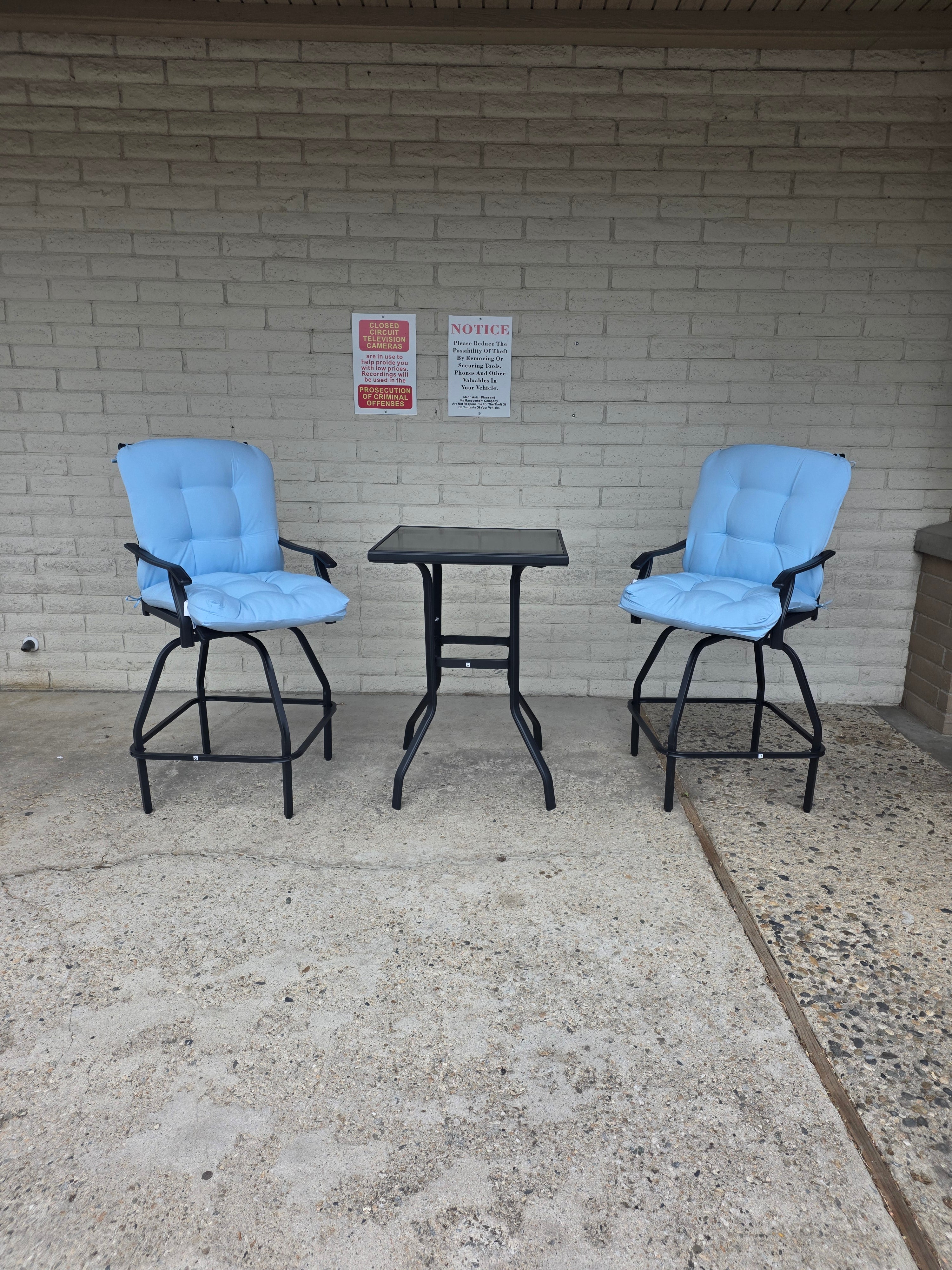 3 Piece Outdoor Patio Set 360° Swivel Seats