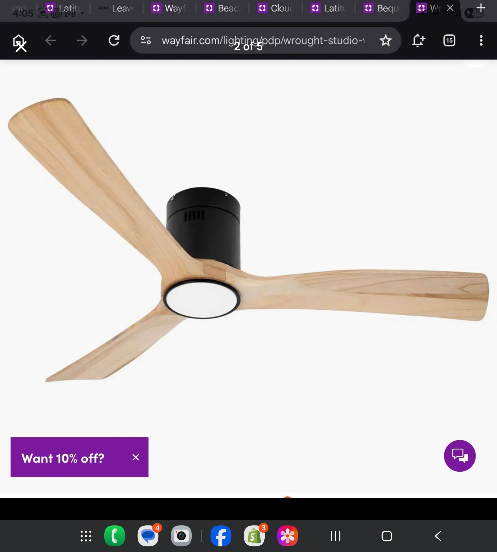 Wood Flush Mount Ceiling Fans 52 in. With Lights And Remote,22W LED