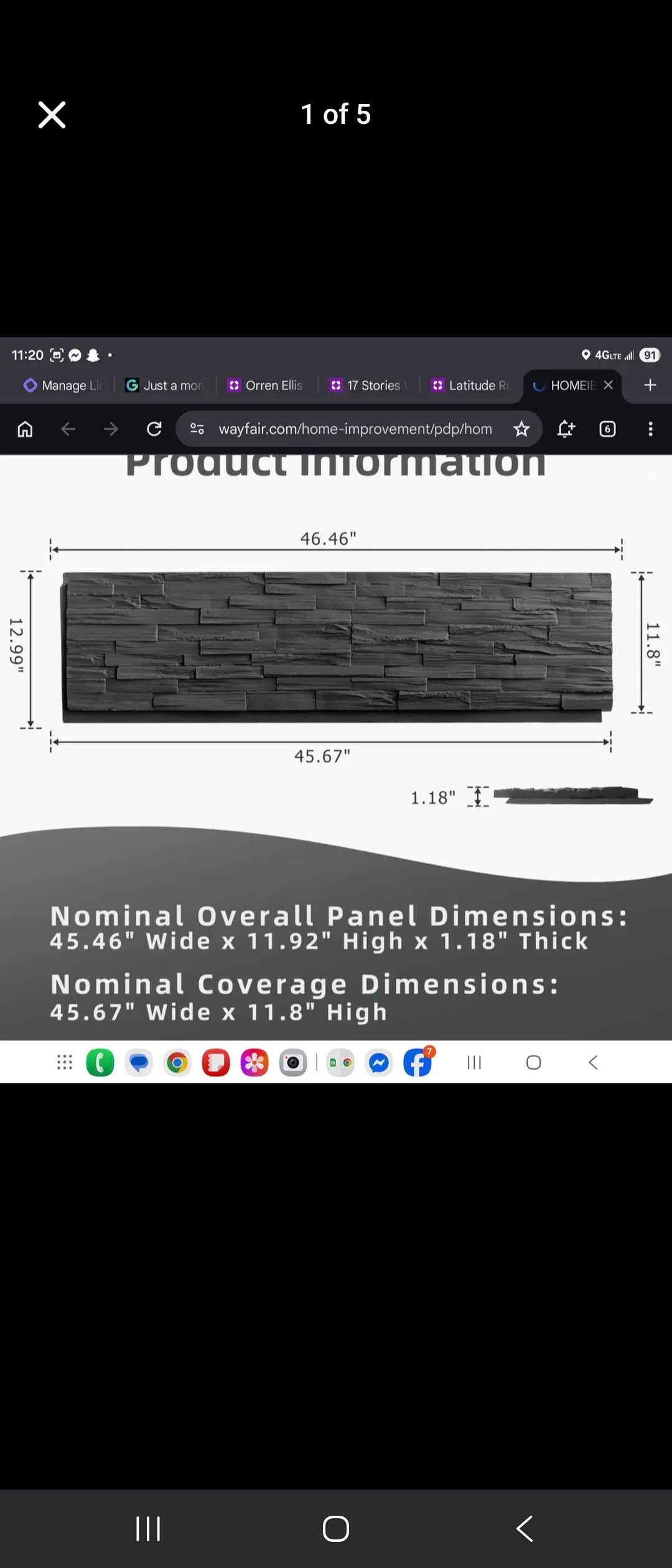 Faux Stone Wall Covering Panels for Interior and Exterior Decor Panels in Roman Wood (6 pack)